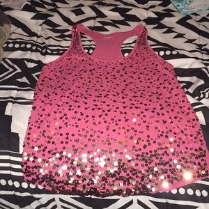 Gold sequin tank top